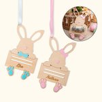 Personalized Rabbit Bunny Money Holder Basket Tags with Engraved Name Easter Gift for Kids