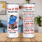 Gobelet personnalisé en acier inoxydable 20oz avec noms et couvercle Paille Brosse Cadeau de Saint-Valentin pour couple