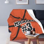 Personalised Basketball Fleece Blanket Soft with Name and Number Birthday Gift for Basketball Lover