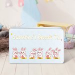 Personalizzato carino coniglietto pasquale Food Grade metallo Biscuit Tin con nome regalo di Pasqua per la famiglia