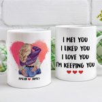 Personalized Bubbles Heart Love You I'm Keeping You White Ceramic Mug Valentine's Day Gift for Couple