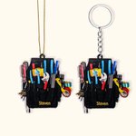 Personalized Electrician Tool Box 2D Keychain Car Ornament Birthday Father's Day Gift for Dad Electrician