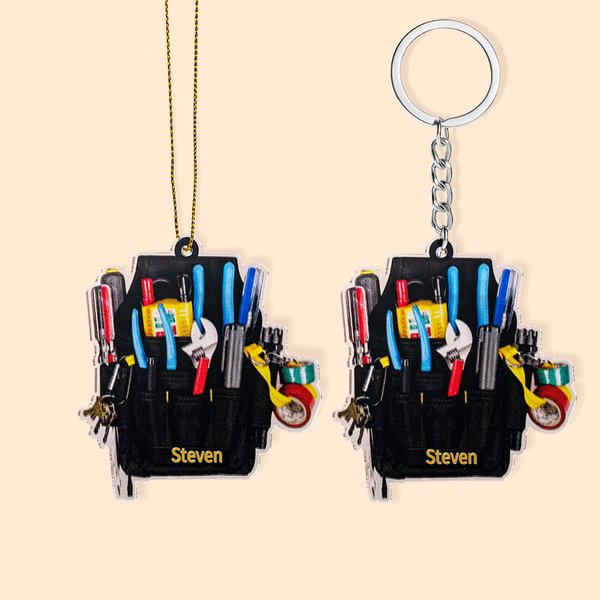 Personalisierte Elektriker Tool Box 2D Schlüsselanhänger Auto Ornament Geburtstag Vatertag Geschenk für Papa Elektriker