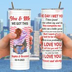 Gobelet personnalisé en acier inoxydable 20oz avec noms et couvercle Paille Brosse Cadeau d'anniversaire de la Saint-Valentin pour couple