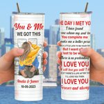 Vaso personalizado You & Me de acero inoxidable de 20 oz con pajita y cepillo Regalo de aniversario de San Valentín para pareja