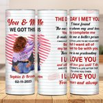 Gobelet personnalisé en acier inoxydable 20oz avec noms et couvercle Paille Brosse Cadeau d'anniversaire de la Saint-Valentin pour couple