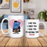 Personalised Line Heart I Love You I'm Keeping You White Ceramic Mug Valentine's Day Gift for Couple Lover