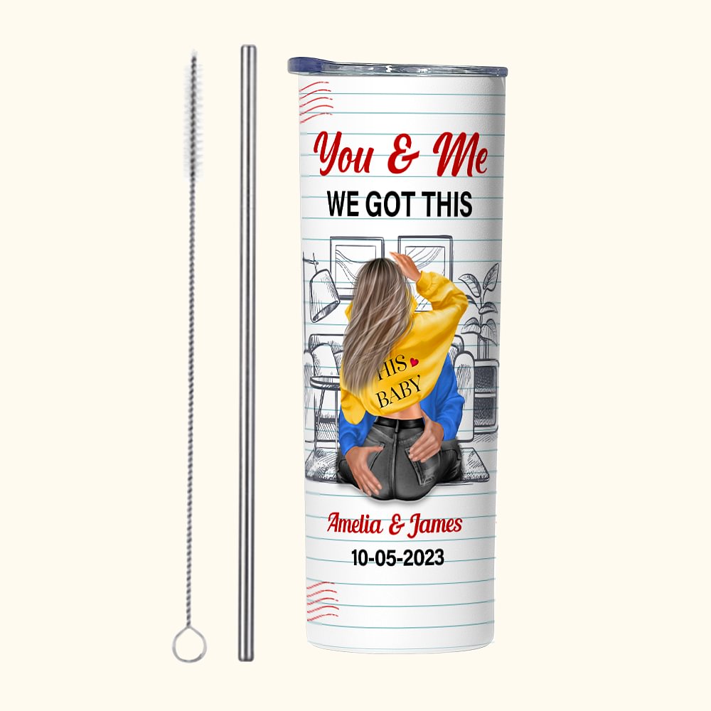 Gobelet personnalisé en acier inoxydable 20oz avec paille et brosse Cadeau d'anniversaire de Saint-Valentin pour couple