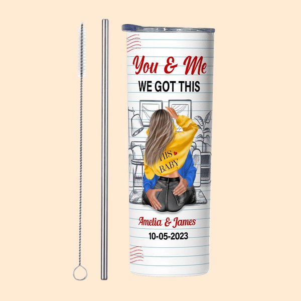 Gobelet personnalisé en acier inoxydable 20oz avec paille et brosse Cadeau d'anniversaire de Saint-Valentin pour couple