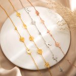 Personalisierte zierliche Sideway 1-6 Geburt Blume Birthstone Initial Halskette Muttertag Geburtstag Ruhestand Geschenk für sie