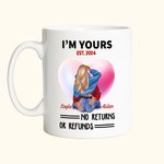 Personalisierte I'm Yours keine Rücksendungen oder Erstattungen weißer Keramik-Becher mit rosa Herz-Muster Valentinstag Geschenk für Paare