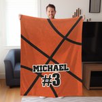 Personalised Basketball Fleece Blanket Soft with Name and Number Birthday Gift for Basketball Lover