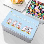 Personalizzato carino coniglietto pasquale Food Grade metallo Biscuit Tin con nome regalo di Pasqua per la famiglia
