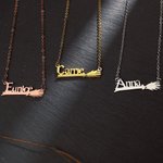 Personalised Wizard Broom Necklace with Name Gift for Her