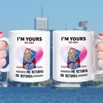 Personalisierte I'm Yours keine Rücksendungen oder Erstattungen weißer Keramik-Becher mit rosa Herz-Muster Valentinstag Geschenk für Paare
