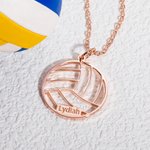Collar colgante de voleibol grabado personalizado con nombre Joyería temática deportiva Equipo Recuerdo de cumpleaños Regalo para amante del voleibol Jugador Entrenador