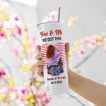 Gobelet personnalisé en acier inoxydable 20oz avec noms et couvercle Paille Brosse Cadeau d'anniversaire de la Saint-Valentin pour couple