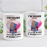 Personalisierte I'm Yours keine Rücksendungen oder Erstattungen weißer Keramik-Becher mit rosa Herz-Muster Valentinstag Geschenk für Paare