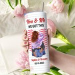 Gobelet personnalisé en acier inoxydable 20oz avec noms et couvercle Paille Brosse Cadeau d'anniversaire de la Saint-Valentin pour couple