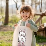 Sac à Main en Toile Personnalisé avec Initiale et Nom Thème Pâques Cadeau Anniversaire Fête pour Enfant Famille