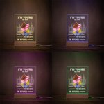 Personalized City LED Night Light with Wood Base I Am Yours No Returns Or Refunds Valentine's Day Gift for Couple