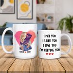 Personalized Bubbles Heart Love You I'm Keeping You White Ceramic Mug Valentine's Day Gift for Couple