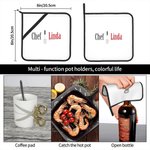 Set de 2 soportes para ollas con lazo para colgar, personalizados con el tema del menaje de cocina Regalo para chef aficionado a la cocina