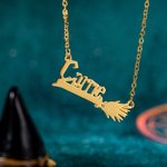 Personalised Wizard Broom Necklace with Name Gift for Her