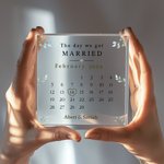 Calendario personalizzato Il giorno in cui ci siamo sposati Targa quadrata in acrilico con nomi di coppia Regalo di nozze di San Valentino per la copp