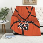 Personalised Basketball Fleece Blanket Soft with Name and Number Birthday Gift for Basketball Lover