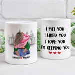 Henkilökohtainen tapasin sinut pidin sinusta rakastan sinua pidän sinut valkoinen keraaminen muki Ystävänpäivä vuosipäivä lahja pariskunnalle