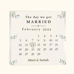 Calendario personalizzato Il giorno in cui ci siamo sposati Targa quadrata in acrilico con nomi di coppia Regalo di nozze di San Valentino per la copp