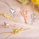 Personalisierte zierliche hohle Geburt Schmetterling Halskette mit Namen Geburtstag Geschenk für sie