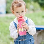 Thermos de Vaccum Personnalisé avec Nom Bouteille Pierre Lapin Paille en Silicone Cadeau d'Anniversaire ou Pâques pour Enfant