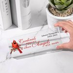 Plaque de bureau en acrylique personnalisée Cardinals Appear When Angels Are Near Sympathy Memorial Bereavement Gift for Family
