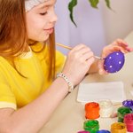 Personalized Cute Pearl Beaded Stretch Name Bracelet with Bunny Charm Easter Birthday Gift for Kids