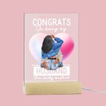 Personalized You Lucky Bastard Acrylic Night Light Plaque with Pink Heart Pattern Desk Decoration Valentine's Day Gift for Couples