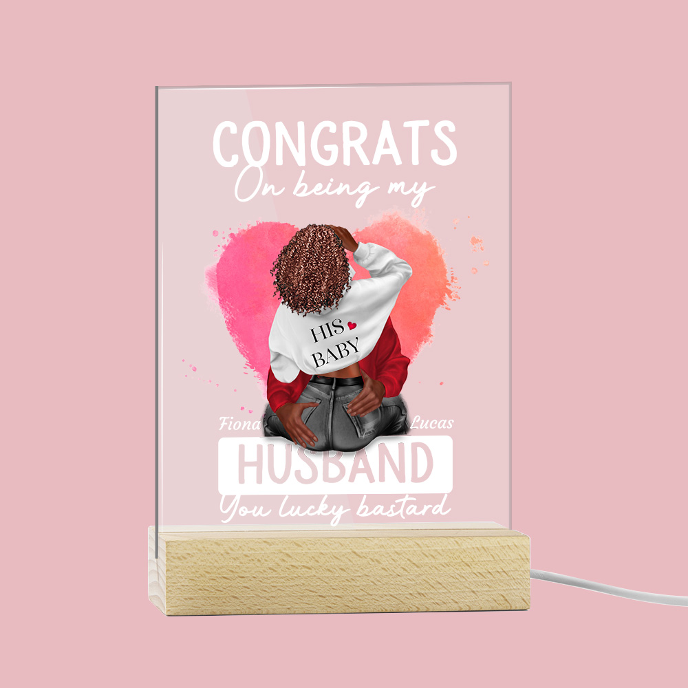 Plaque de Veilleuse Acrylique Personnalisée avec Coeur Doodle Décoration de Bureau Cadeau de St Valentin pour Couples