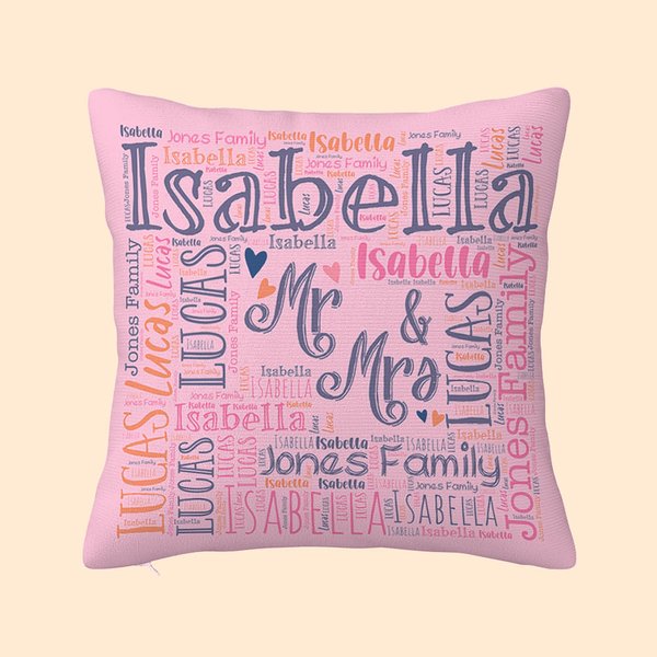 Multicolor Word Cloud Throw Pillow Cover