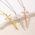 Personalized Cross Name Pendant Necklace Religious Jewellery Christening Baptism Gift for Women Christian