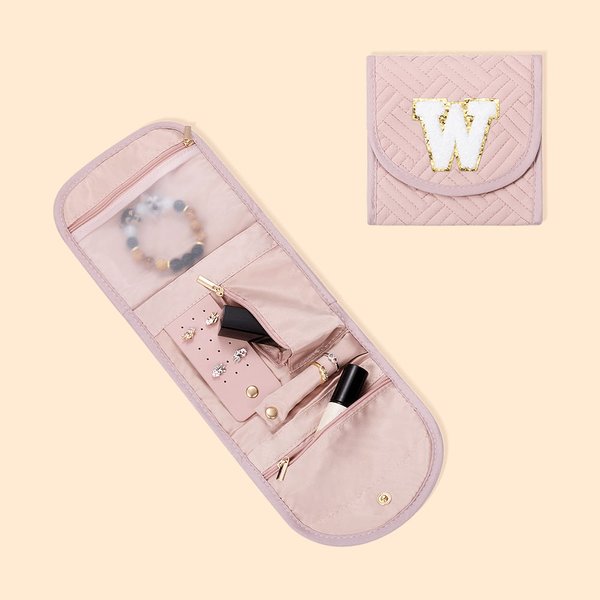 Trousse de voyage portable et pliable pour bijoux avec lettre Cadeau d'anniversaire de la Saint-Valentin pour les femmes