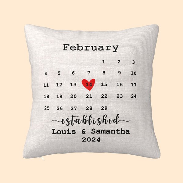 Personalized Wedding Date Throw Pillow Cover with Couple Name Valentine's Day Anniversary Gift for Couple