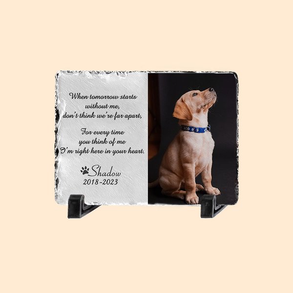 Gepersonaliseerde foto huisdier gedenksteen met naam staat bureau ornament huisdier verlies Gift