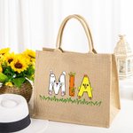 Sac en Toile de Jute Motif Lapin Style Pâques Sac Personnalisé avec Nom Cadeau Anniversaire Pâques pour Enfant