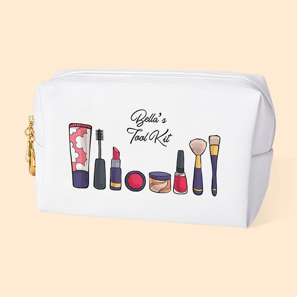 Playful Makeup Bag with Name Embroidered Valentine's