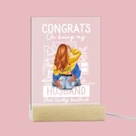 Gepersonaliseerd Gefeliciteerd dat je mijn man bent, gelukzak Acryl Nachtlampje Plaque met paar namen Valentijnsdag geschenk voor koppels