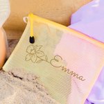 Sac Personnalisé avec Fleur de Naissance et Nom Accessoire de Plage Piscine Imperméable Cadeau Fête Soirée pour Fille