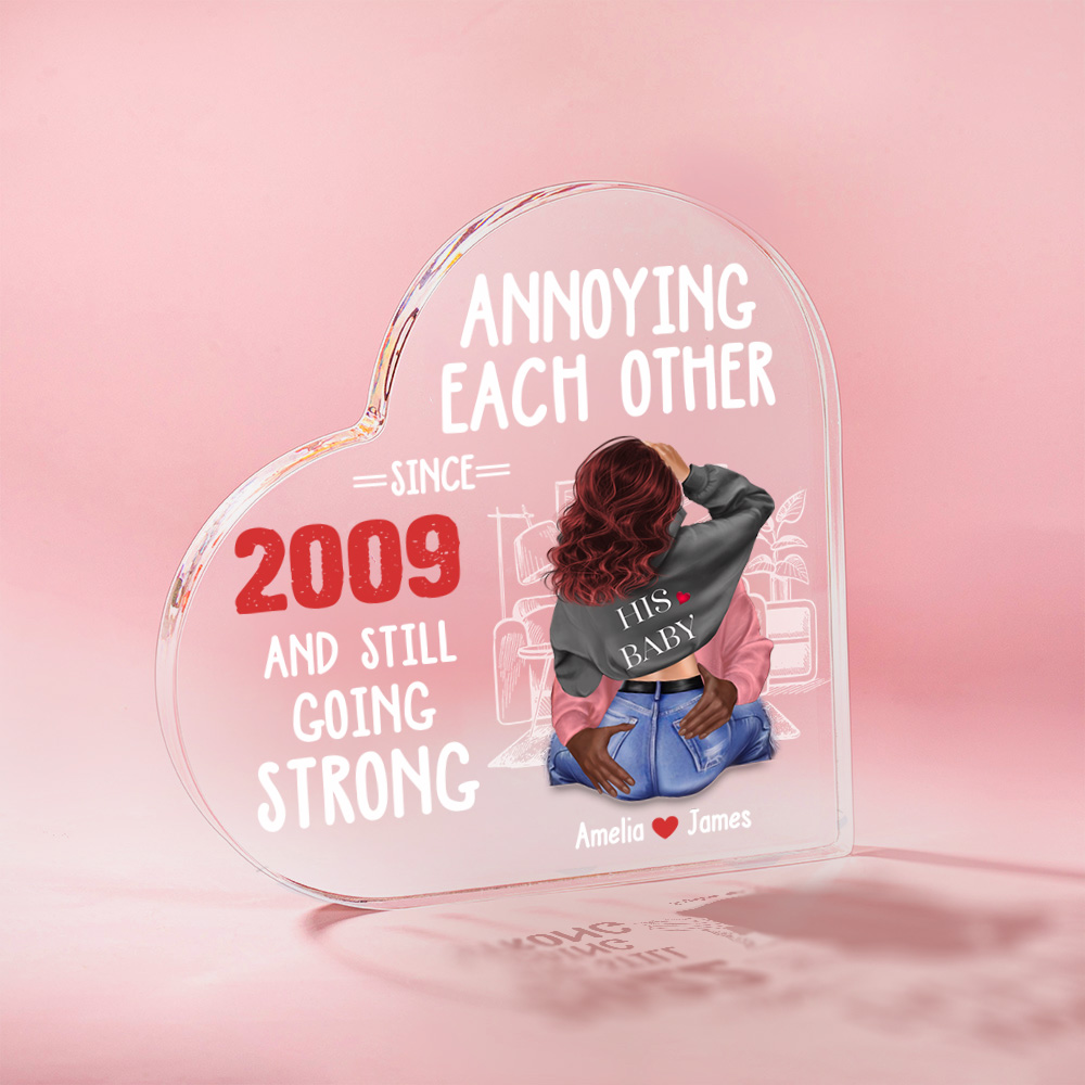 Plaque Acrylique Personnalisée Living Room Annoying Each Other for Years Heart Cadeau d'Anniversaire de Saint Valentin pour Couple