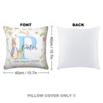Personalized Peter Rabbit Sequin Throw Pillow Cover with Initial Name and Date Bunny Holiday Decoration Birthday Easter Gift for Kid