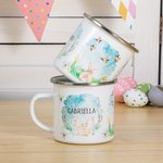 Personalisierte Emaille-Tasse 325 ml mit Aquarell Osterhasen und Namen Frohe Ostern Emaille-Becher Geschenk für Kinder